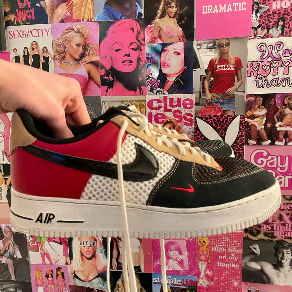 Nike men Air Sneakers in Red, Black, and White